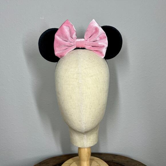Classic Pink Velvet Elastic Minnie Ears | Disney-Inspired Adjustable Mouse Ears - Picture 2 of 5